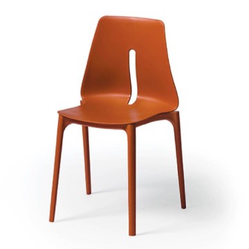 Länglicher Stuhl aus ziegelrotem Polypropylen