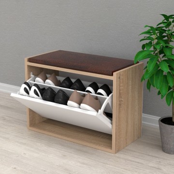 Susa weiß und sonoma Stamm Schuhschrank mit gepolsterten Kissen