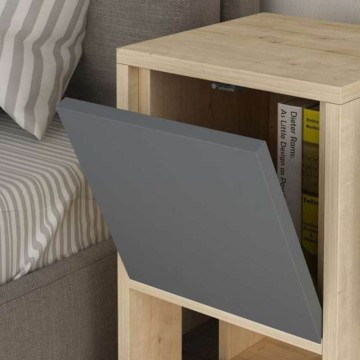 Ema Eiche und anthrazit Nachttisch Klapptür 30x30x55h