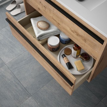 Bad-Wandschrank Ador60 Eiche ostippo mit Waschbecken 2 Schubladen 60x45x54h