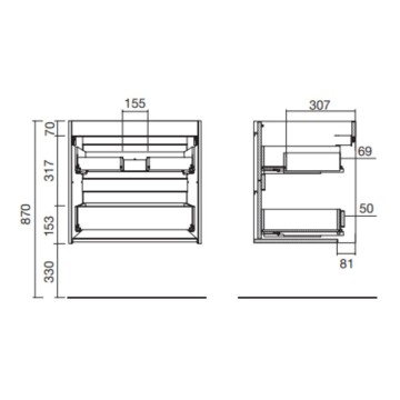 Bad-Wandschrank Ador60 Eiche ostippo mit Waschbecken 2 Schubladen 60x45x54h