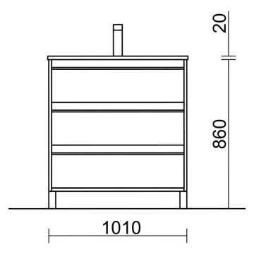 Geco100 Badezimmerschrank Eiche ostippo mit Waschbecken 3 Schubladen 100x45x86h